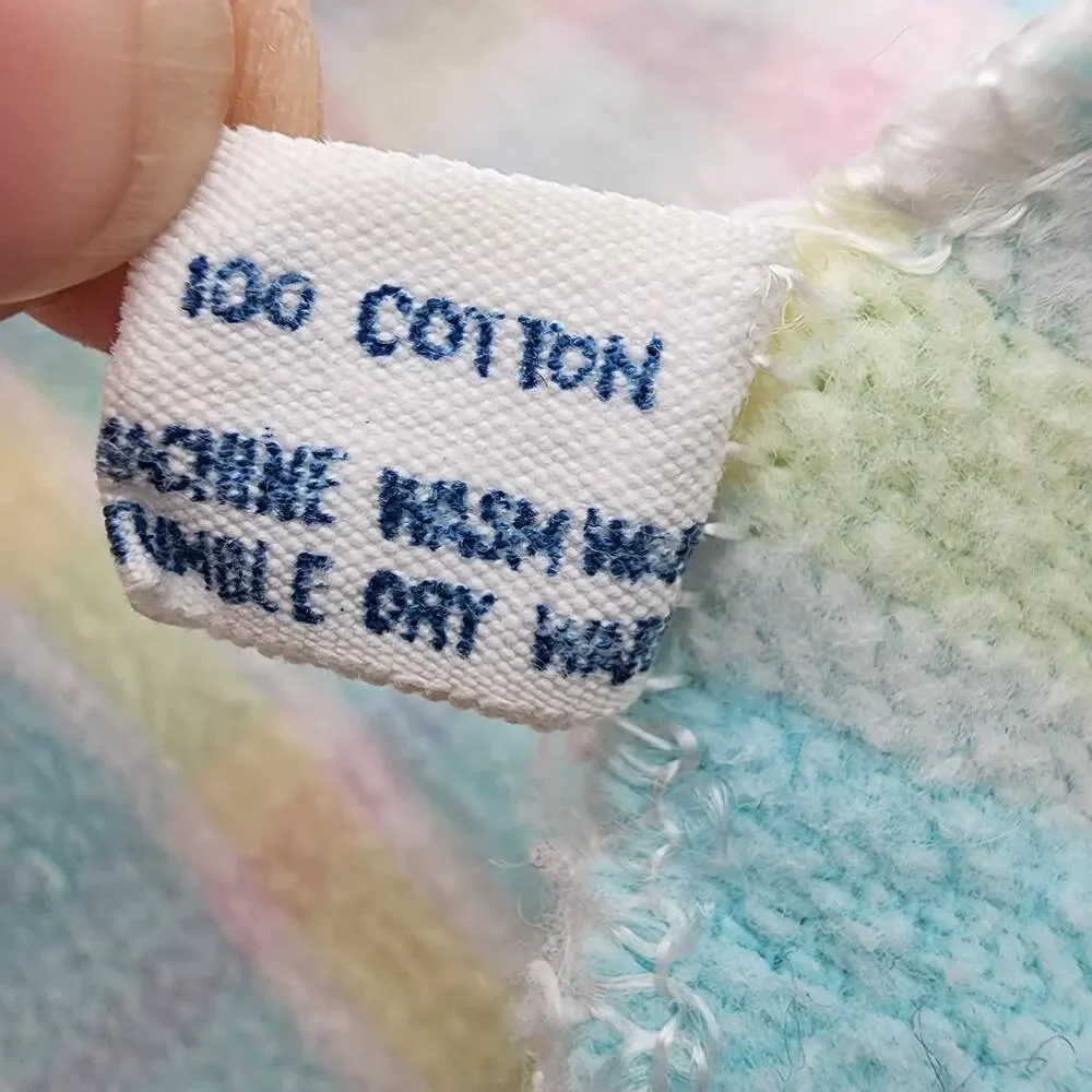 Vintage Carters Baby Receiving Blanket Pink Blue Yellow Plaid Stripe 100% Cotton